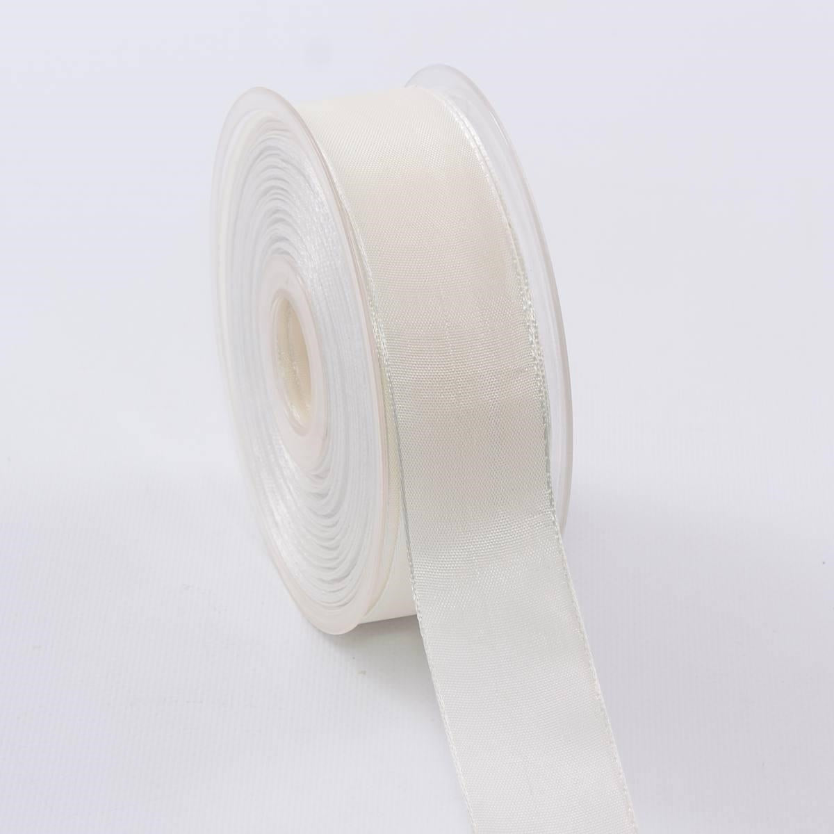 Rocchetto di nastro in organza crema, 4x25 mt (kit da 3)