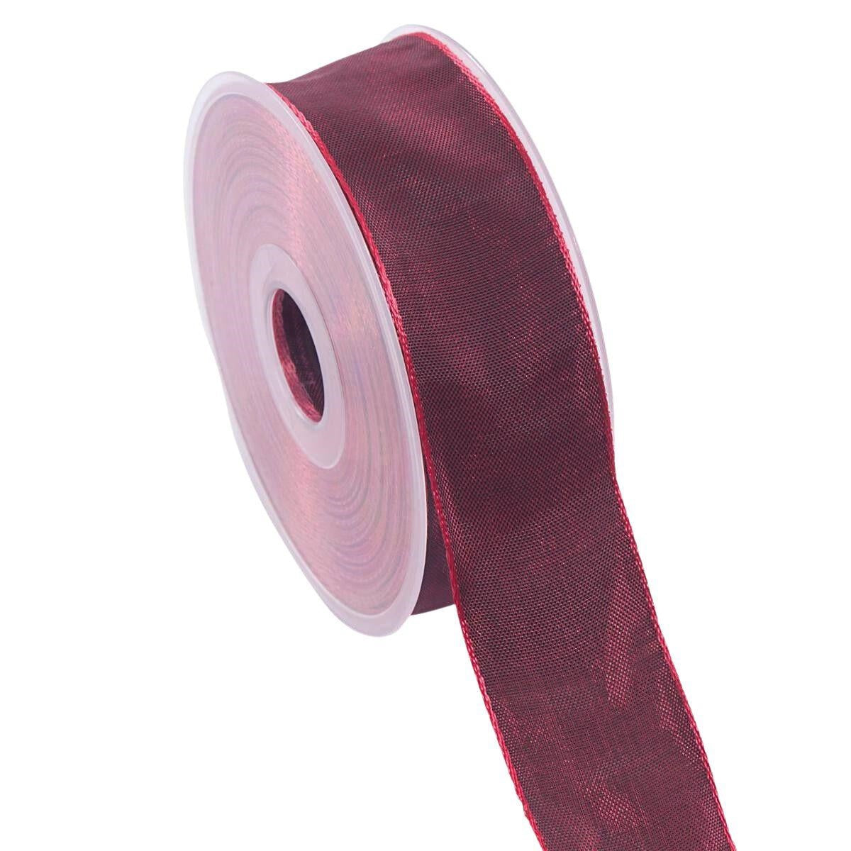 Rocchetto di nastro rosa bordeaux, 4 cm x 25 m (kit da 3)
