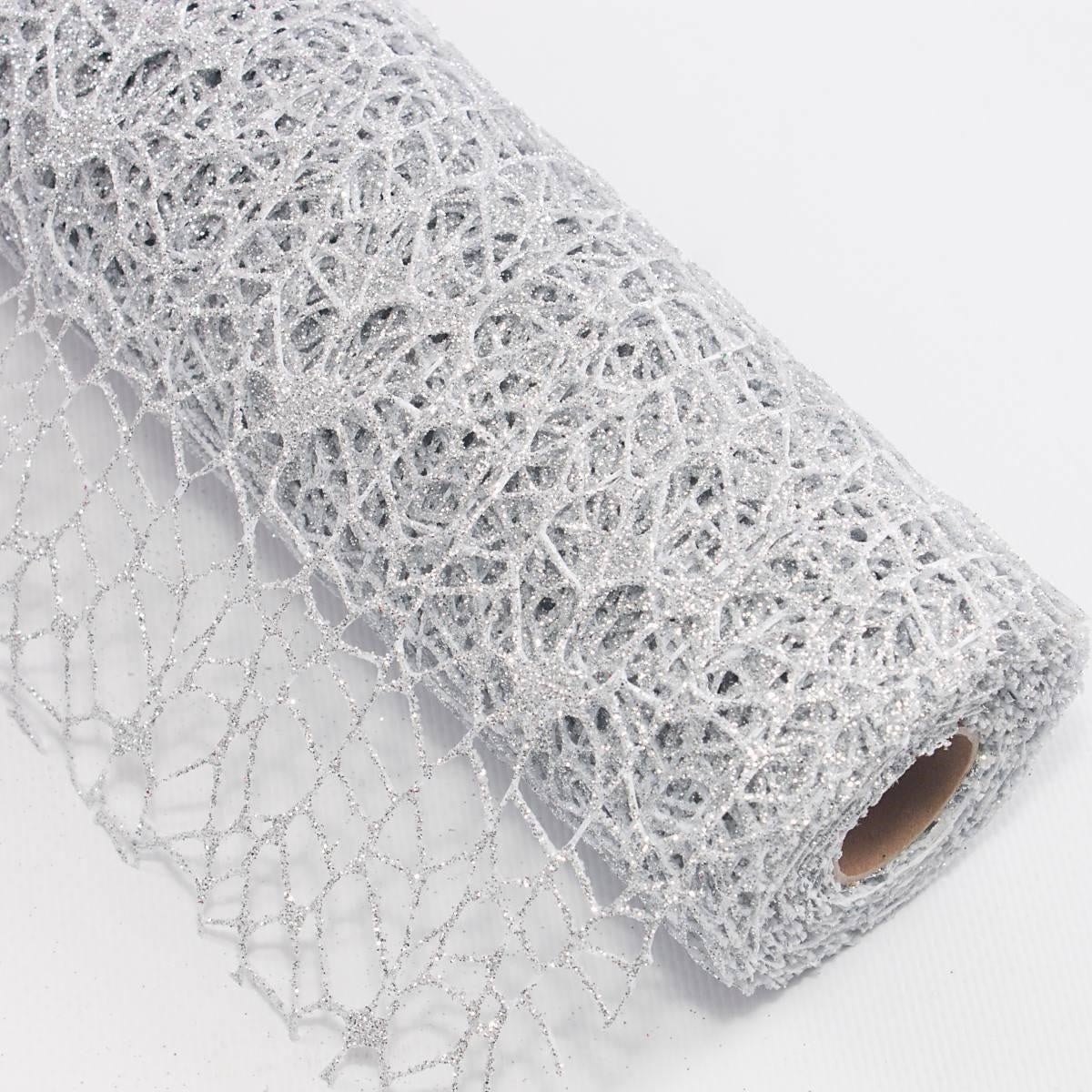 Rotolo in tessuto a rete oceania argento, 48 cm x 4,5 mt