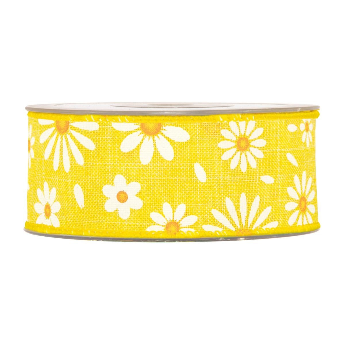 Rocchetto di nastro animato giallo con margherite, 4 cm x 10 m (kit da 3)