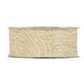 Rocchetto di nastro in organza sabbia Damas, 4 cm x 10 m (kit da 3)