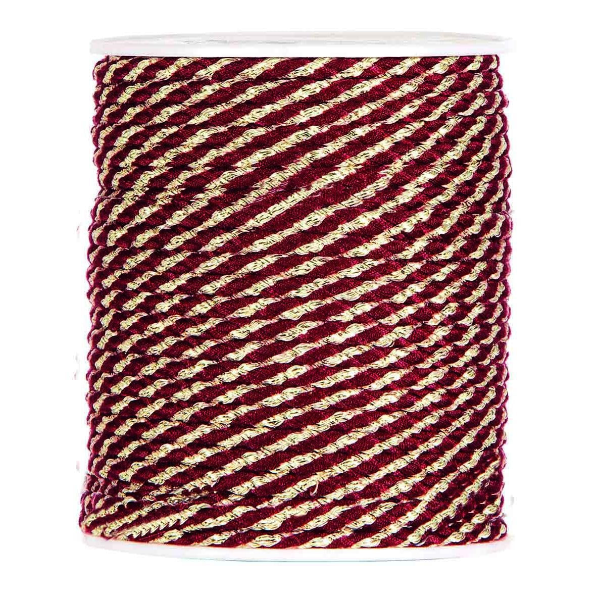 Cordino in poliestere e lurex rosso e oro, 2 mm x 30 m (kit da 3)