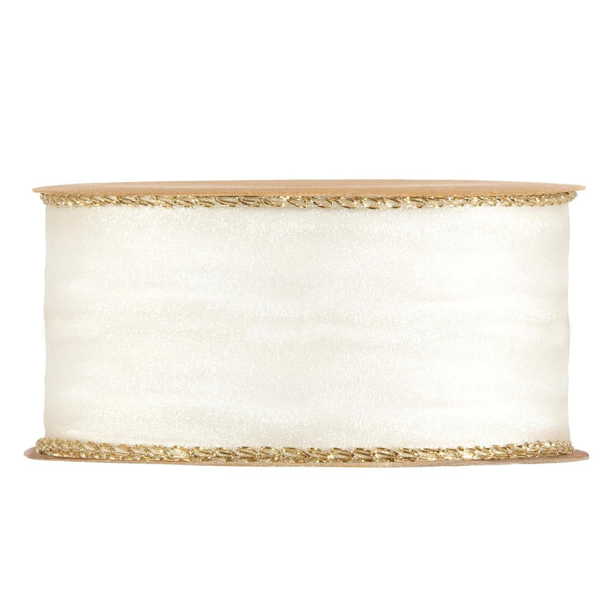 Rocchetto di nastro in organza crema, 40 mm x 10 m (kit da 5)