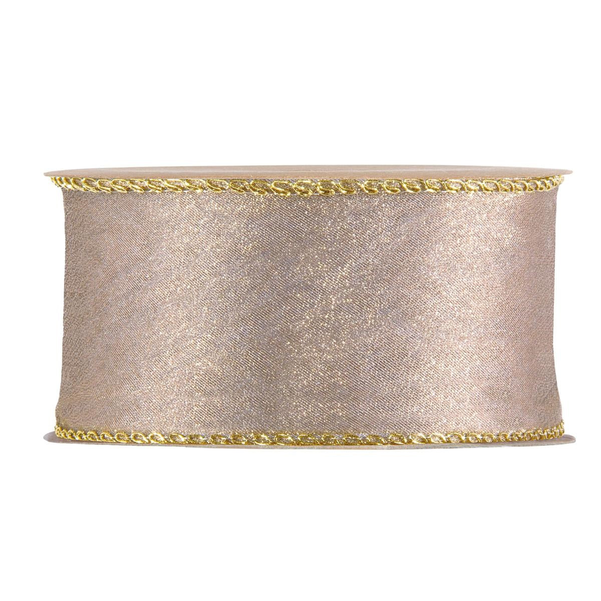Nastro in organza rosa antico, 40 mm x 10 mt (kit da 5)