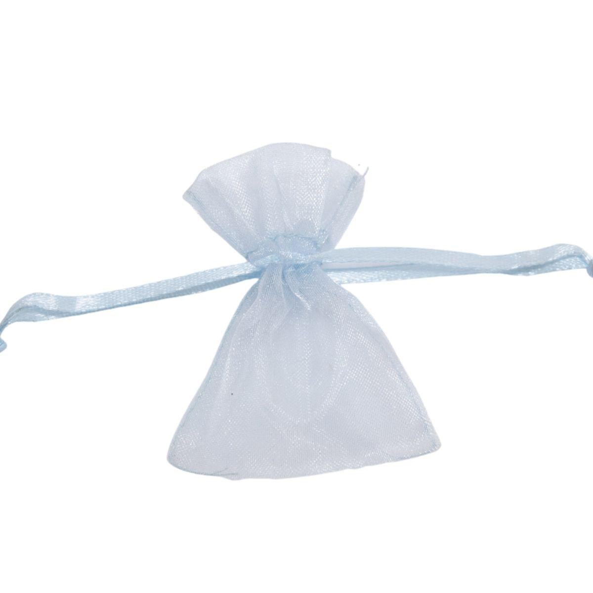 Bustina in organza azzurra, 7,5H5 cm, confezione da 10 (kit da 10)