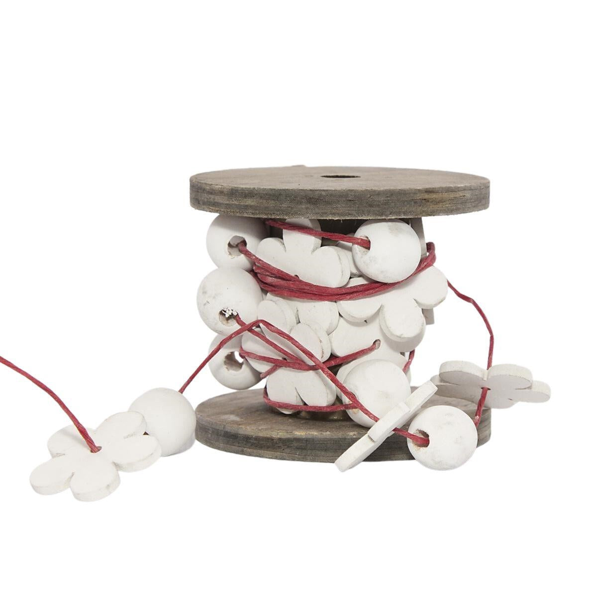 Rocchetto di filo rosso con palline bianche, 3 mt (kit da 10)
