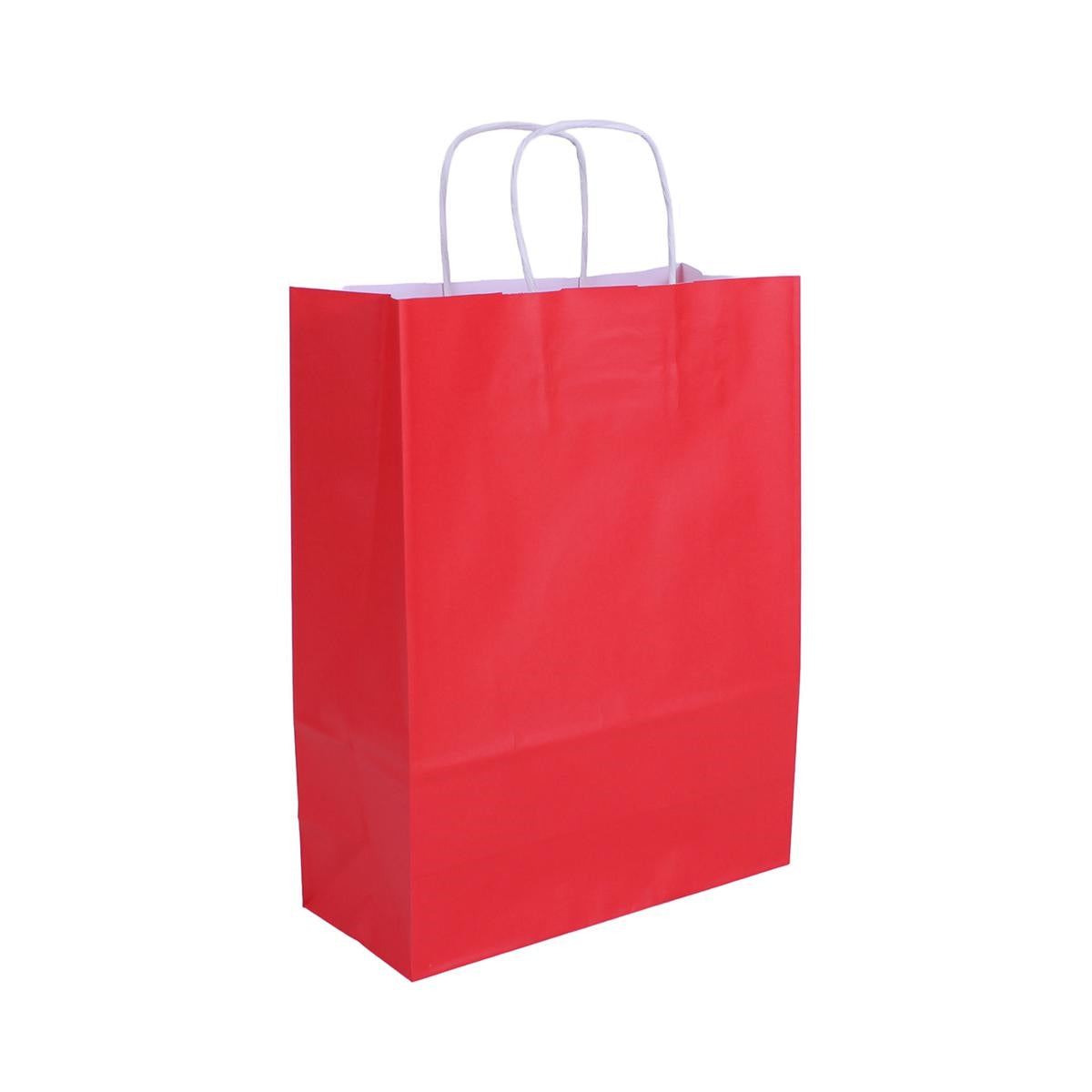 Shopper in carta rossa con interno bianco, confezione da 25, 24x10H31 cm
