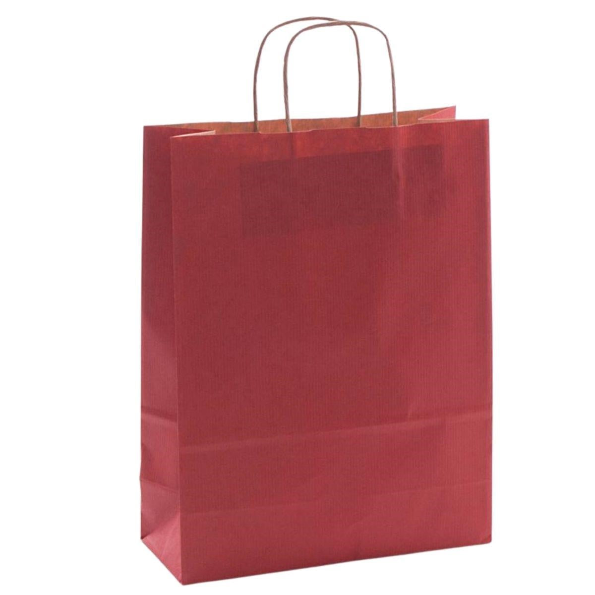 Busta shopper rossa in carta, 24x31 cm, confezione da 25