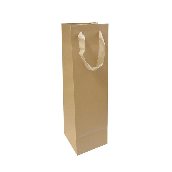 Shopper portabottiglia in carta avana, 12x12H41 cm, confezione da 10