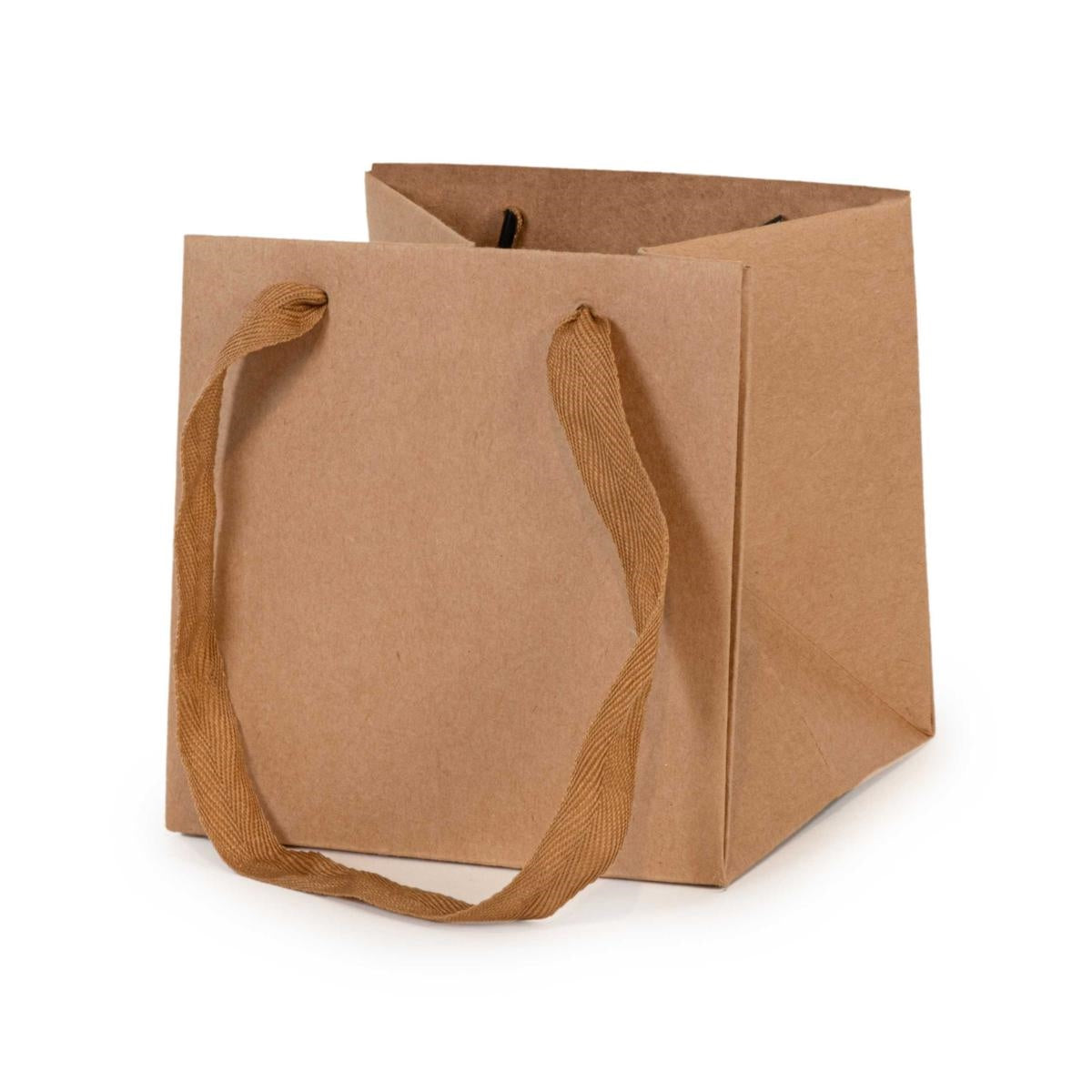 Shopper in carta e pvc avana per fiori, 15x15x15 cm, confezione da 10