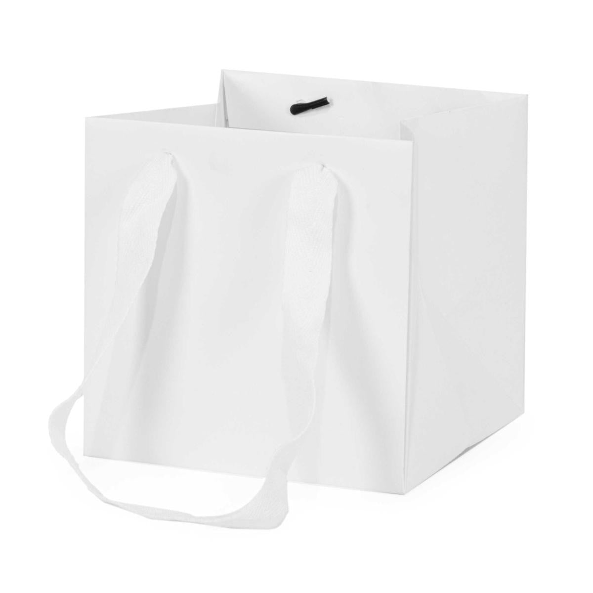 Shopper per fiori in carta e pvc bianca, 15x15H15 cm, 10 per confezione