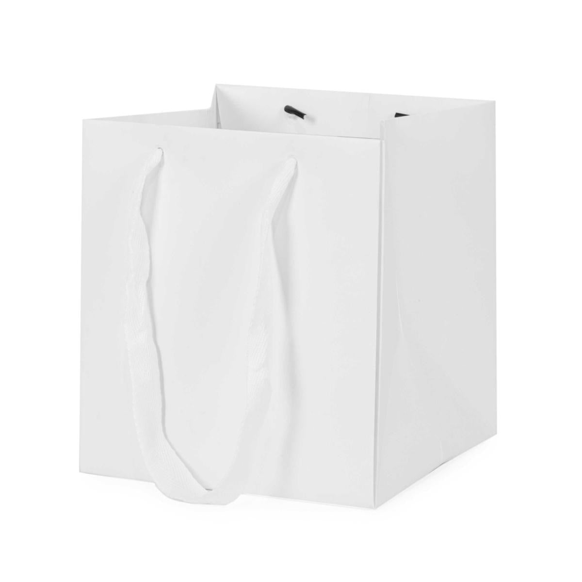 Shopper in carta e PVC bianca per fiori, 18x18x20 cm, confezione da 10