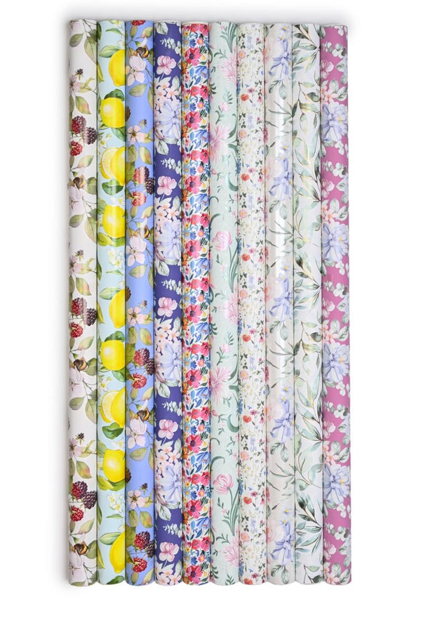 Rotolino di carta regalo botanical floral, 70 cm x 2 m (kit da 10)