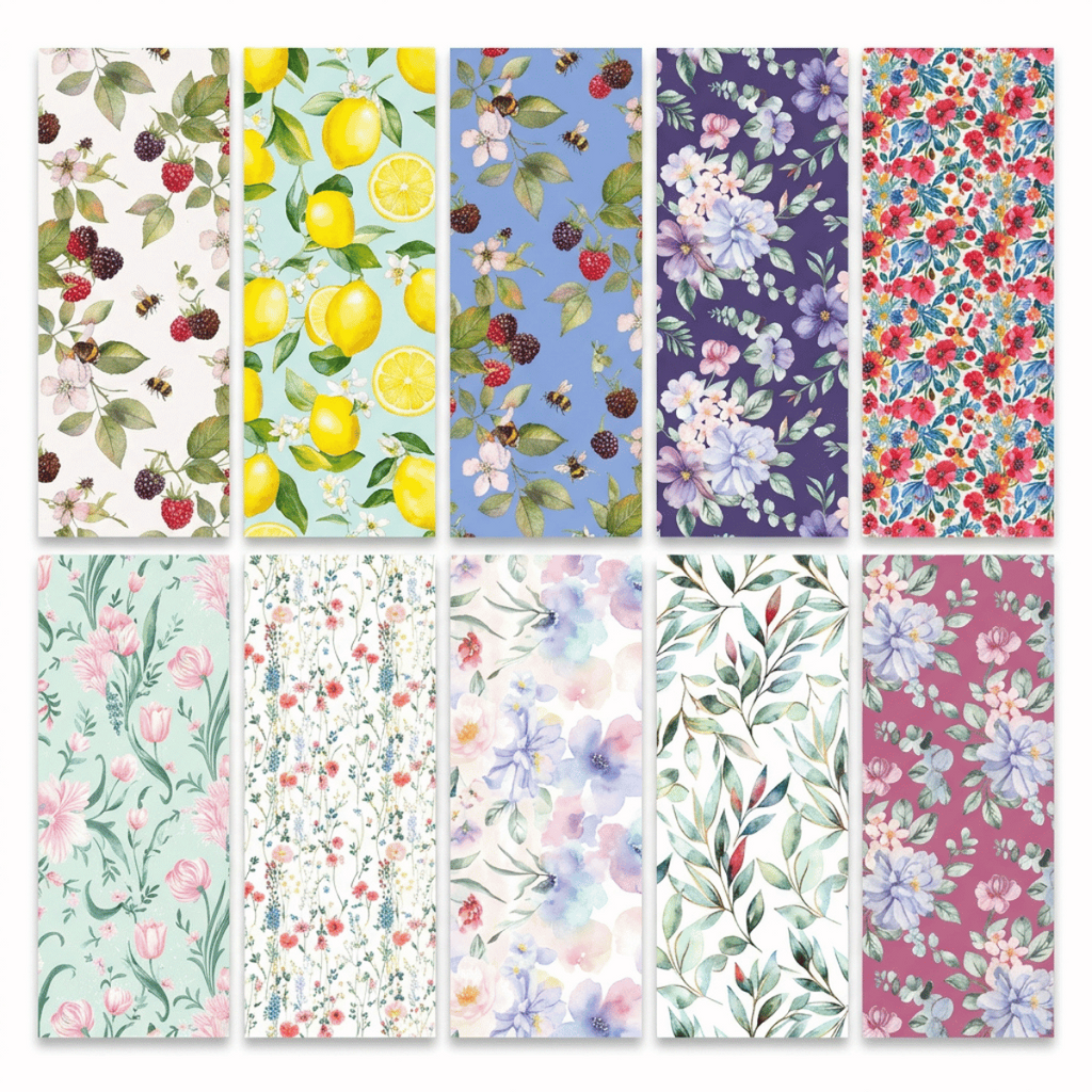 Rotolino di carta regalo botanical floral, 70 cm x 2 m (kit da 10)