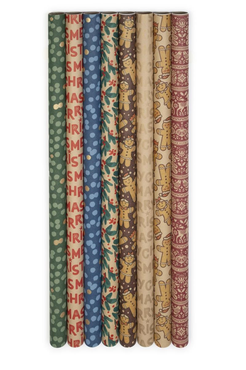 Carta regalo in rotolino fantasia natalizia, 70 cm x 2 mt (kit da 10)