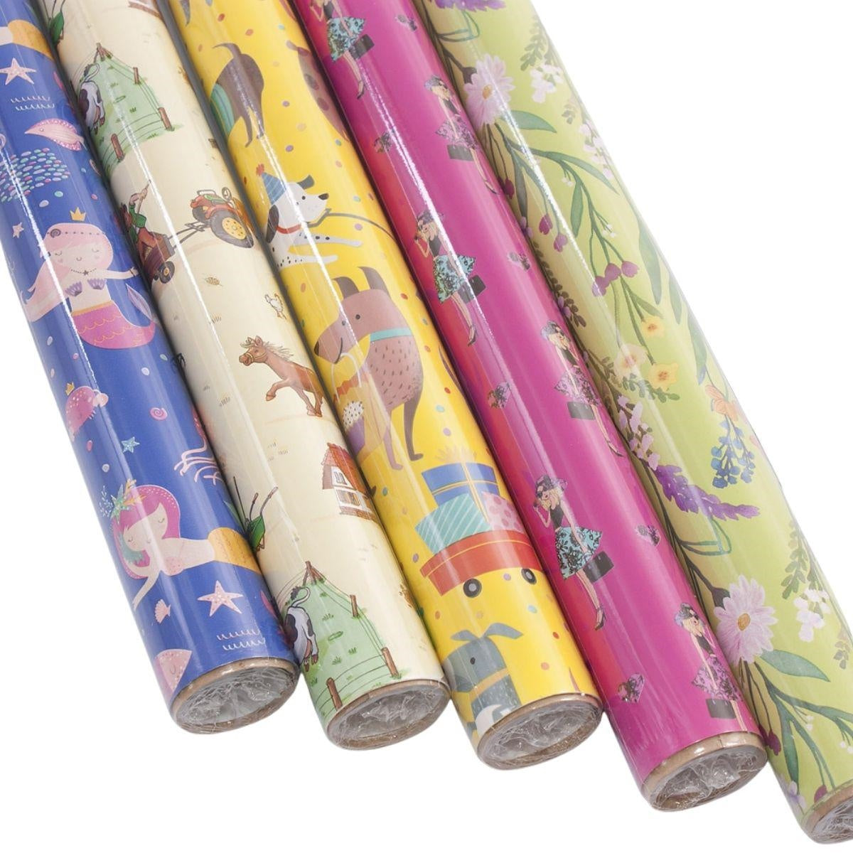 Rotolo di carta regalo in colori assortiti, 70 cm x 2 mt (kit da 10)