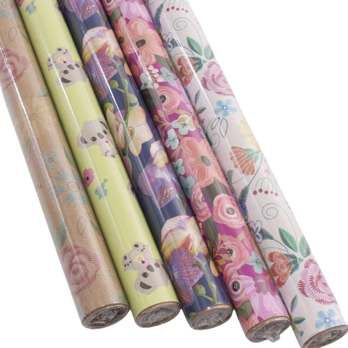 Carta regalo in rotoli, colori assortiti, 70 cm x 2 mt (kit da 10)
