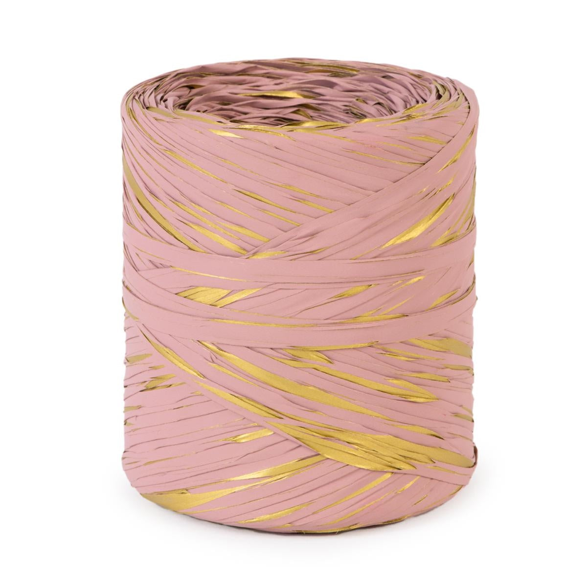 Rocchetto di polyraphia rosa antico e oro, 15 mm x 200 m (kit da 3)