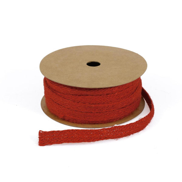 Nastrino in juta rosso folk, 10 mm x 10 mt (kit da 5)