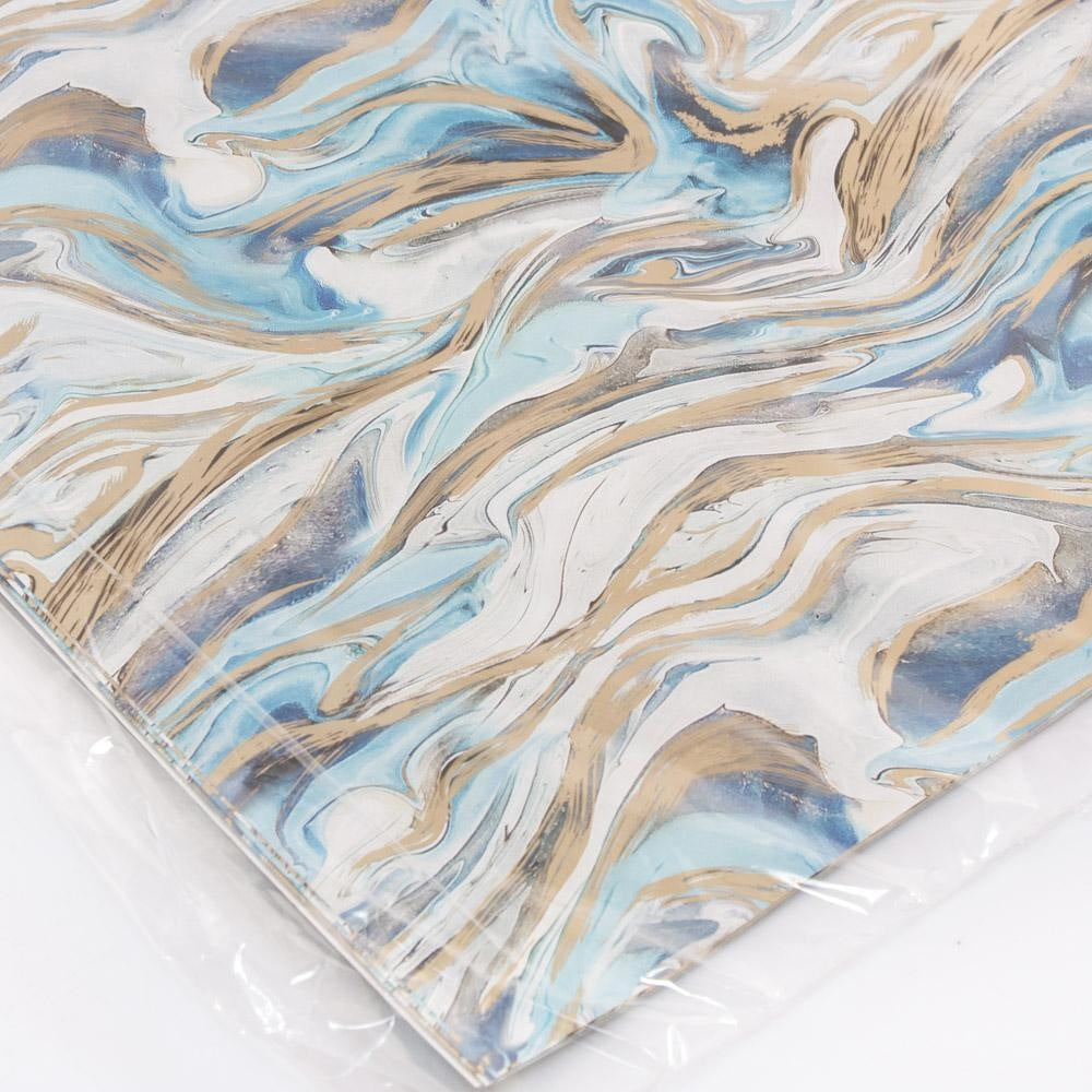 Fogli di carta da regalo fantasia azzurra, 70x100 cm, set da 25