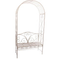 Panchina con arco in metallo bianco, 116x47H230 cm