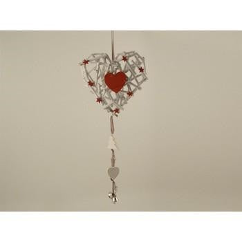 Decorazione da appendere a cuore in vimini marrone (kit da 5)