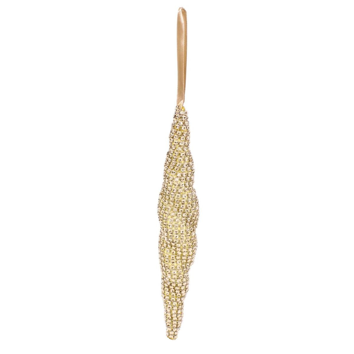 Decorazione natalizia pendente colore oro con strass