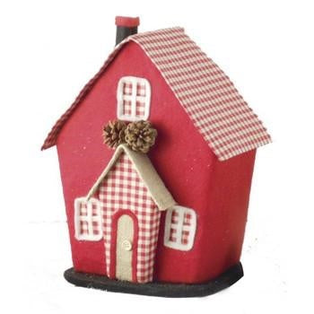 Decorazione natalizia casa in tessuto rosso
