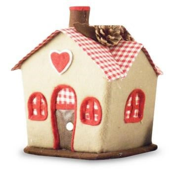 Decorazione natalizia a casetta in tessuto marrone (kit da 3)