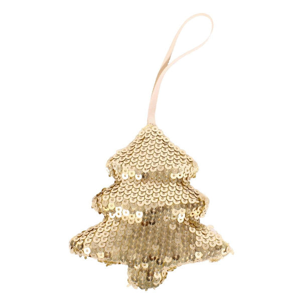 Decorazione di Natale albero con paillette dorate, 11x3x11 cm (kit da 10)
