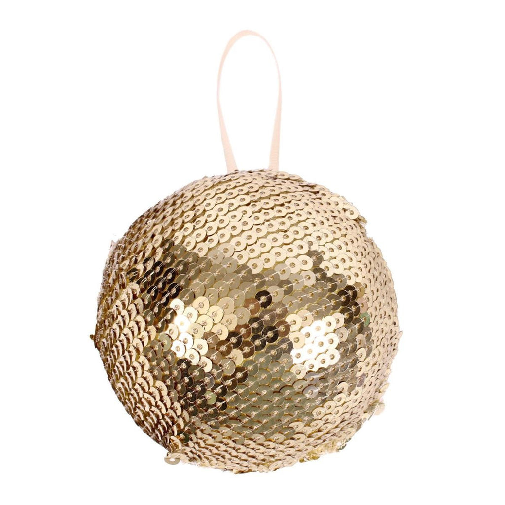 Decorazione natalizia palla con paillette dorate, Ø9 cm (kit da 10)