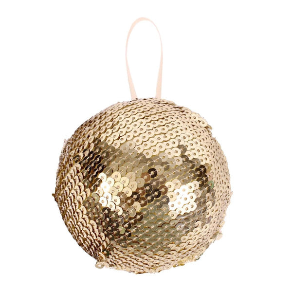 Decorazione natalizia palla con paillette dorate, Ø9 cm (kit da 10)