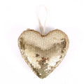 Decorazione natalizia cuore con paillette dorate, 13x4x13 cm (kit da 10)