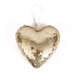 Decorazione natalizia cuore con paillette dorate, 13x4x13 cm (kit da 10)