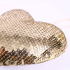 Decorazione natalizia cuore con paillette dorate, 13x4x13 cm (kit da 10)