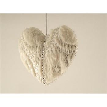 Decorazione natalizia a cuore bianca e argento (kit da 10)