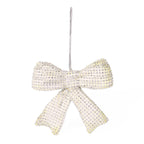 Decorazione natalizia a fiocco bianco con brillantini, 19x5H18 cm (kit da 5)