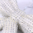 Decorazione natalizia a fiocco bianco con brillantini, 19x5H18 cm (kit da 5)