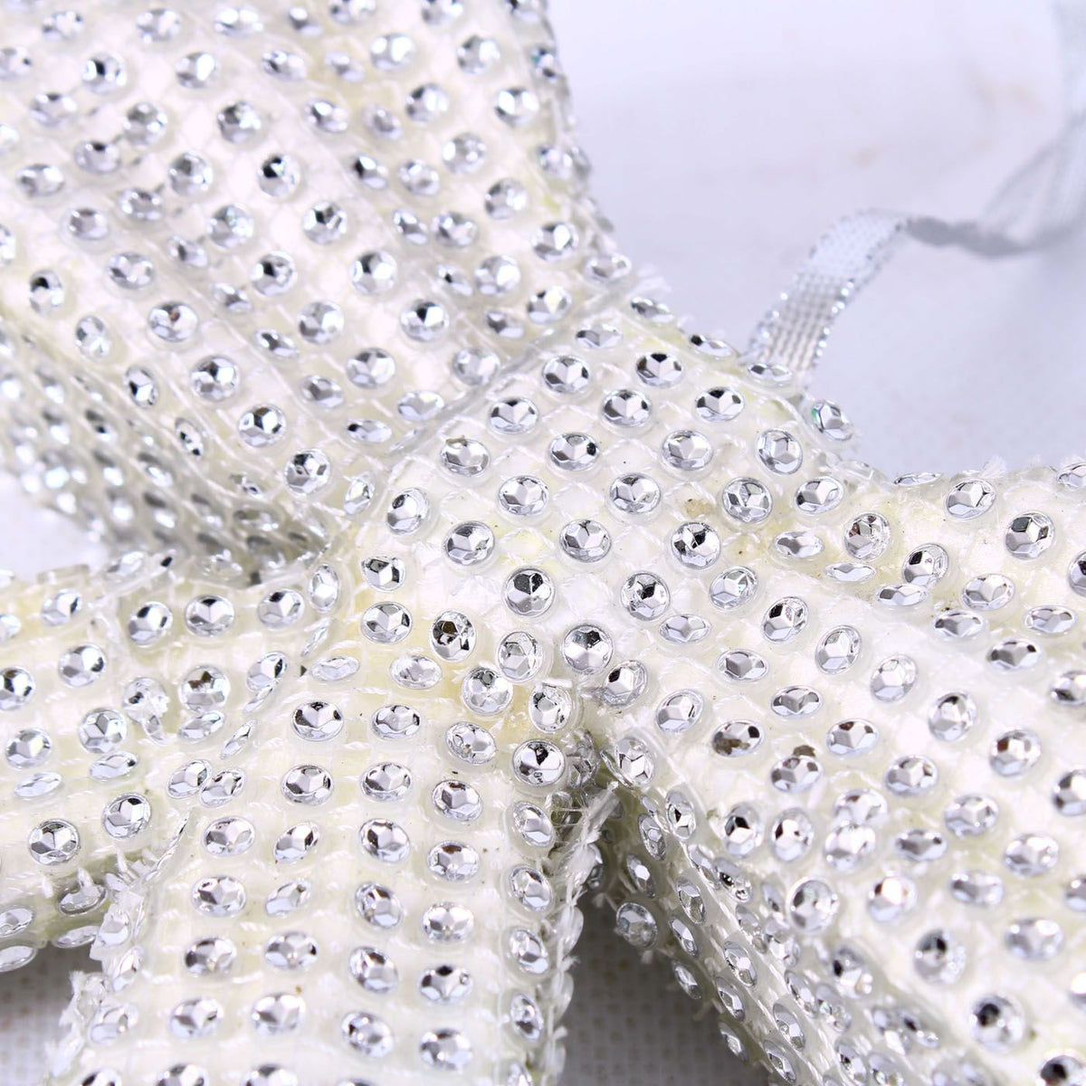 Decorazione natalizia a fiocco bianco con brillantini, 19x5H18 cm (kit da 5)