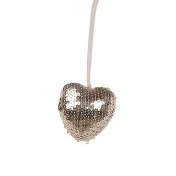 Decorazione natalizia a cuore con paillette argento, 7x7x3 cm (kit da 10)
