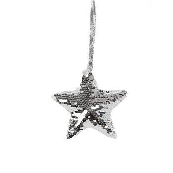 Decorazione natalizia stella con paillette argento (kit da 10)