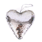 Decorazione di Natale a cuore con paillette argento, 16,5x6,5H17 cm (kit da 10)