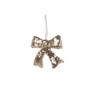 Decorazione natalizia a fiocco con paillette argento, 13x4x12 cm (kit da 10)
