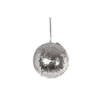 Decorazione natalizia a palla con paillette argento (kit da 10)