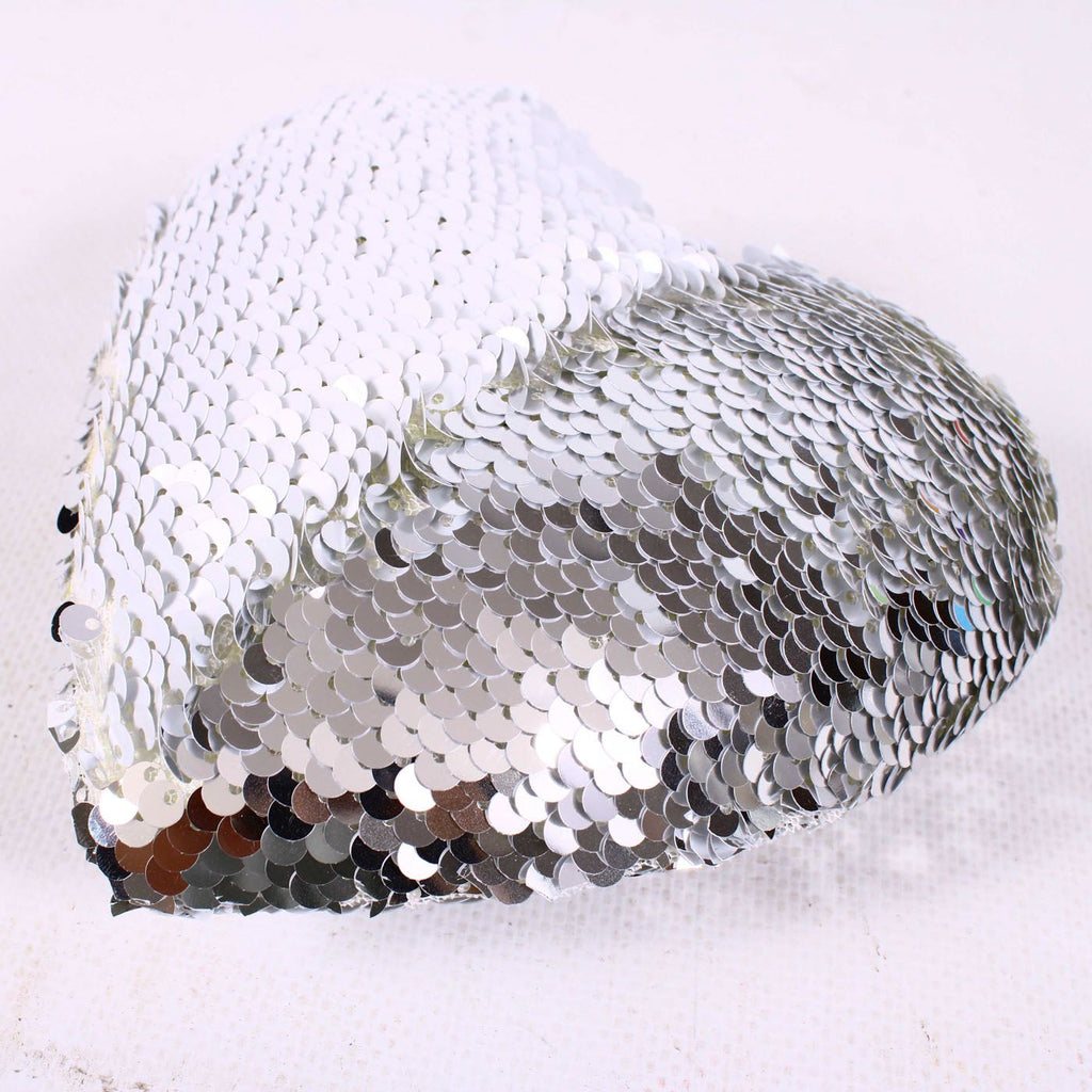 Decorazione natalizia a cuore con paillette argento, 13x4x13 cm (kit da 10)