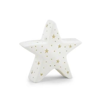 Decorazione natalizia stella in ceramica con luci led, 21x6x19 cm (kit da 3)