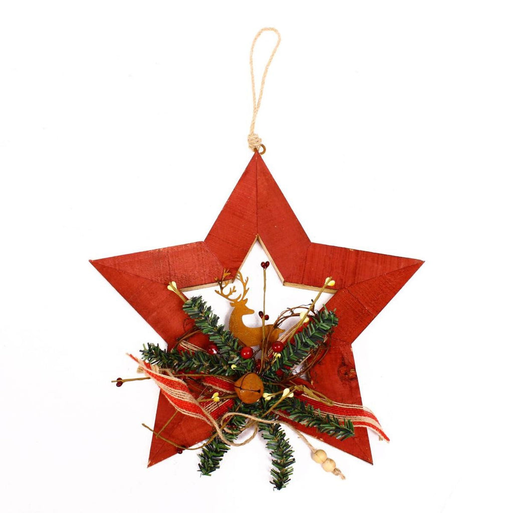 Decorazione natalizia in legno stella rossa, 30H4 cm (kit da 3)