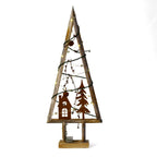 Decorazione natalizia in legno albero con luci LED, 28x8H72 cm