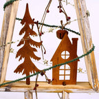 Decorazione natalizia in legno albero con luci LED, 28x8H72 cm
