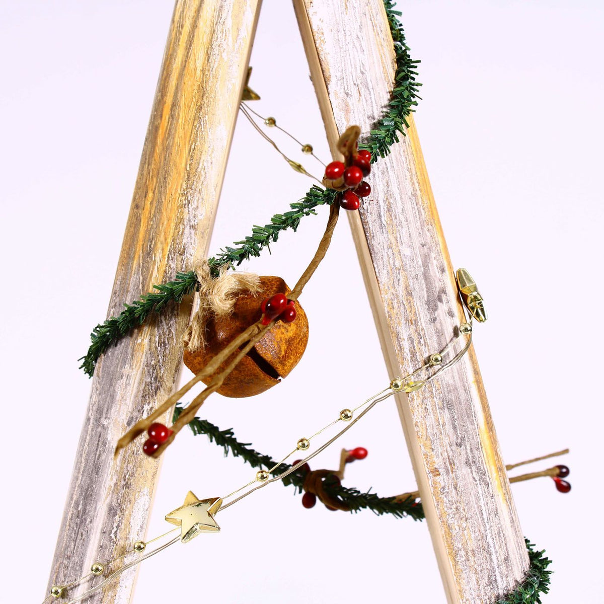Decorazione natalizia in legno albero con luci LED, 28x8H72 cm
